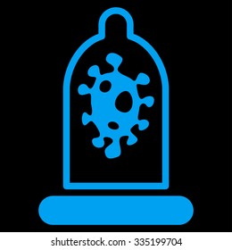 Infection Protection vector icon. Style is flat symbol, blue color, rounded angles, black background.