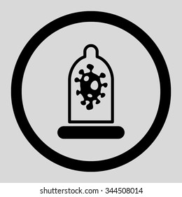 Infection Protection vector icon. Style is flat rounded symbol, black color, rounded angles, light gray background.