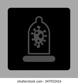 Infection Protection vector icon. Style is flat rounded square button, gray and black colors, silver background.