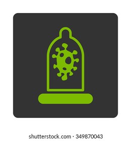 Infection Protection vector icon. Style is flat rounded square button, eco green and gray colors, white background.