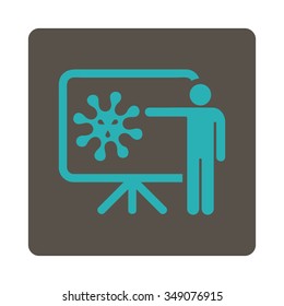 Infection Report vector icon. Style is flat rounded square button, cyan and grey colors, white background.