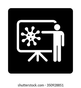 Infection Report vector icon. Style is flat rounded square button, white and black colors, white background.