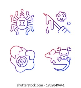 Infection spread source gradient linear vector icons set. Dangerous threat for human lives. Dangerous diseases. Thin line contour symbols bundle. Isolated vector outline illustrations collection