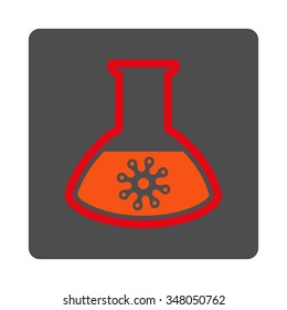 Infection Test vector icon. Style is flat rounded square silver button with red symbol, white background.