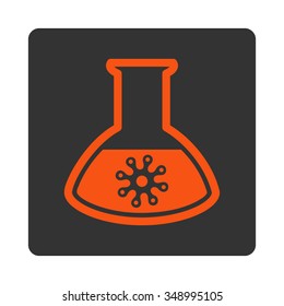 Infection Test vector icon. Style is flat rounded square button, orange and gray colors, white background.