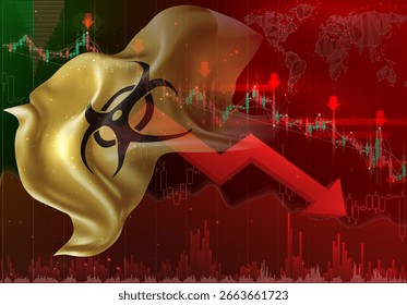 Infección, Vector 3d marca tendencia a la baja en el intercambio financiero