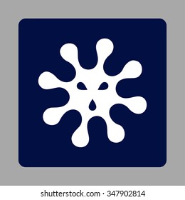 Infection vector icon. Style is flat rounded square button, white and dark blue colors, silver background.