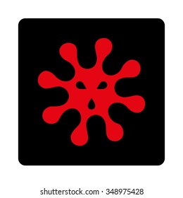 Infection vector icon. Style is flat rounded square button, intensive red and black colors, white background.