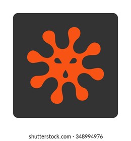 Infection vector icon. Style is flat rounded square button, orange and gray colors, white background.