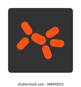 Infection vector icon. Style is flat rounded square button, orange and gray colors, white background.
