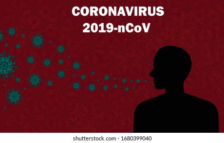 Infection virus concept. Front view of human infection from virus. World Health organization WHO introduced new official name for Coronavirus disease named COVID-19, dangerous virus vector illustration