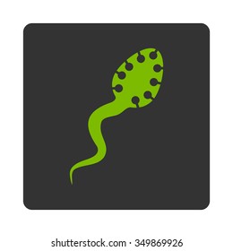Infectious Bacteria vector icon. Style is flat rounded square button, eco green and gray colors, white background.