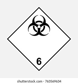 Infectious bio hazard substances, ADR 6 black and white sign , vector illustration.