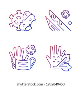 Infectious bio waste gradient linear vector icons set. Plants pathogens. Waste which contains infected liquids. Thin line contour symbols bundle. Isolated vector outline illustrations collection