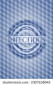 Infectious blue hexagon badge. Vector Illustration. Detailed. 