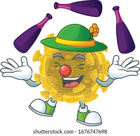 Infectious coronavirus cartoon character concept love playing Juggling