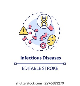 Infectious diseases concept icon. Developing targeted treatments for patient. Application of precision medicine abstract idea thin line illustration. Isolated outline drawing. Editable stroke
