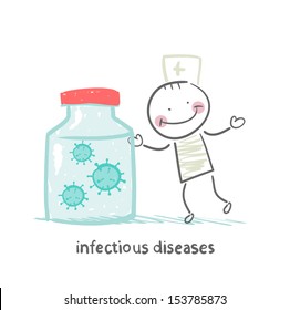 infectious diseases specialist is standing next to a can of infection