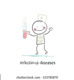 infectious diseases specialist working with test tubes in which the infection