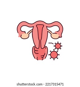 Infectious diseases uterus color line icon. Gynecology problem. Pictogram for web page, mobile app, promo.
