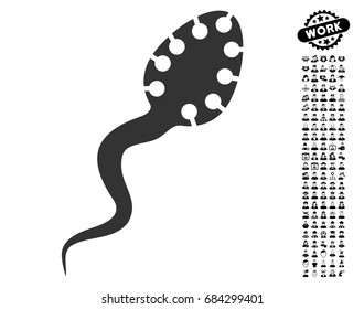 Infectious Microbe icon with black bonus job graphic icons. Infectious Microbe vector illustration style is a flat gray iconic element for web design, app user interfaces.