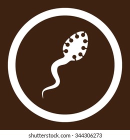 Infectious Microbe vector icon. Style is flat rounded symbol, white color, rounded angles, brown background.