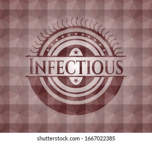 Infectious red seamless emblem with geometric background.
