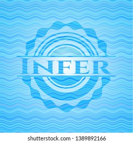 Infer  light blue water wave badge background. Vector Illustration. Detailed.