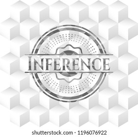 Inference grey emblem with cube white background