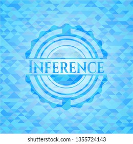 Inference light blue emblem with mosaic background