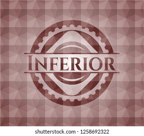 Inferior red badge with geometric pattern background. Seamless.