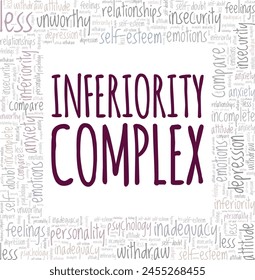 Inferiority Complex word cloud conceptual design isolated on white background.