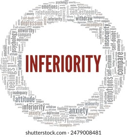 Inferiority Complex word cloud conceptual design isolated on white background.