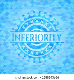 Inferiority light blue emblem with triangle mosaic background