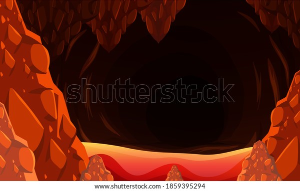 Infernal Dark Cave Lava Scene Illustration Stock Vector Royalty Free Shutterstock