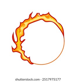 Infierno Circle Fire Cartoon. Encendido de humo, chispa salvaje, conflagración de Bon Infierno Circle Fire Sign. Ilustración vectorial de símbolo aislado