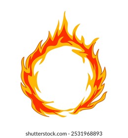 Infierno Circle Fire Cartoon. Encendido de humo, chispa salvaje, conflagración de Bon Infierno Circle Fire Sign. Ilustración vectorial de símbolo aislado