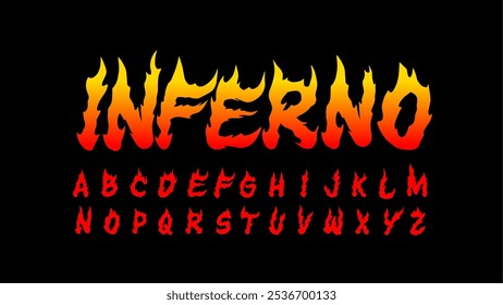 Fuente de fuego, dibujado a mano letras del alfabeto del infierno conjunto de Vectores, tipografía de letras. llama vintage oscura. Cartel de Rock, álbum, impresión de la camiseta, letra gótica hardcore escrita a mano 
