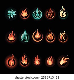 Inferno Fire Icons – Hot and Dynamic Graphic Elements