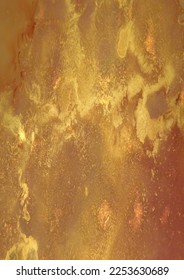 Inferno Ink Art painting of fiery explosions in gold, yellow and orange
