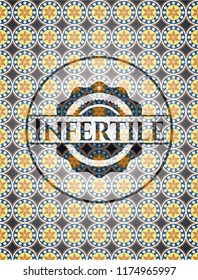 Infertile arabic badge background. Arabesque decoration.