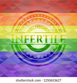 Infertile emblem on mosaic background with the colors of the LGBT flag