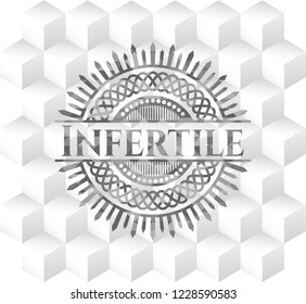Infertile grey emblem with cube white background