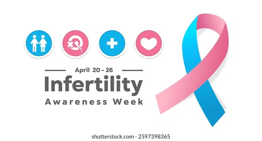 Infertility Awareness week. Ribbon, people, sperm, plus icon and heart. Great for cards, banners, posters, social media and more. White background.