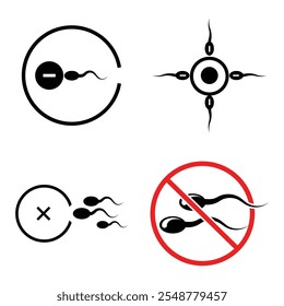 Ícone de infertilidade. Problemas de fertilização, símbolo de esperma morto para design