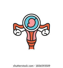 Infertility line color icon. Female reproductive system disease. Sign for web page, mobile app, button, logo. Vector isolated element. Editable stroke.