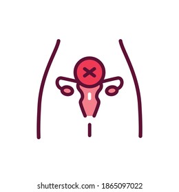 Infertility line color icon. Female reproductive system disease line icon. Isolated vector element.