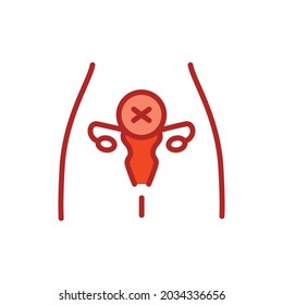 Infertility line color icon. Female reproductive system disease line icon. Isolated vector element.