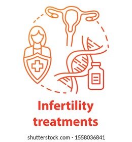 Infertility treatments red gradient concept icon. Women health idea thin line illustration. Reproductive system, pregnancy, gynecology. IVF, ovulation induction. Vector isolated outline drawing