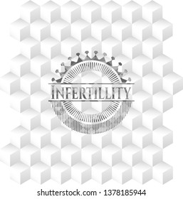 Infertillity realistic grey emblem with cube white background